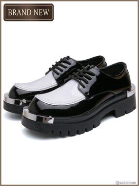 Patent Leather Platform Oxfords Lug Sole Lace Up Wide Round Toe
